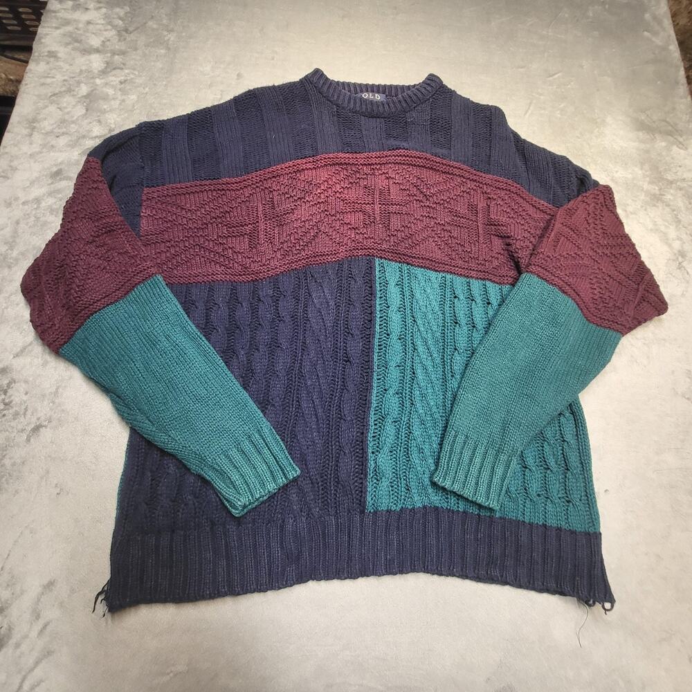 VTG Old Glory Sweater Pullover Mens XL Acrylic Heavyweight Cable Knit Crewneck